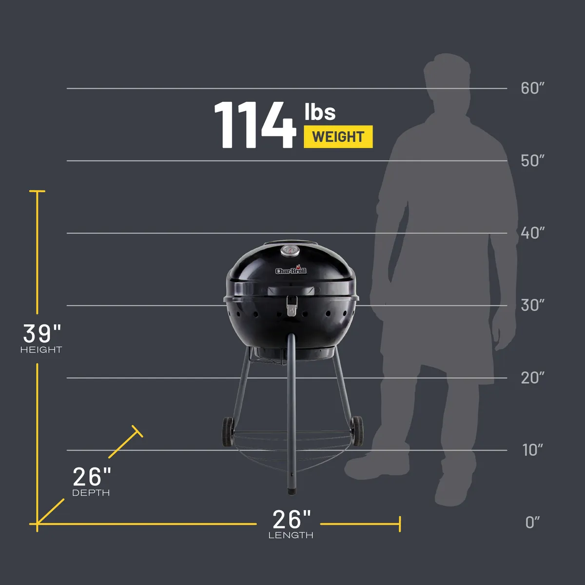 Kettleman® TRU-Infrared™ Charcoal Grill Black product image