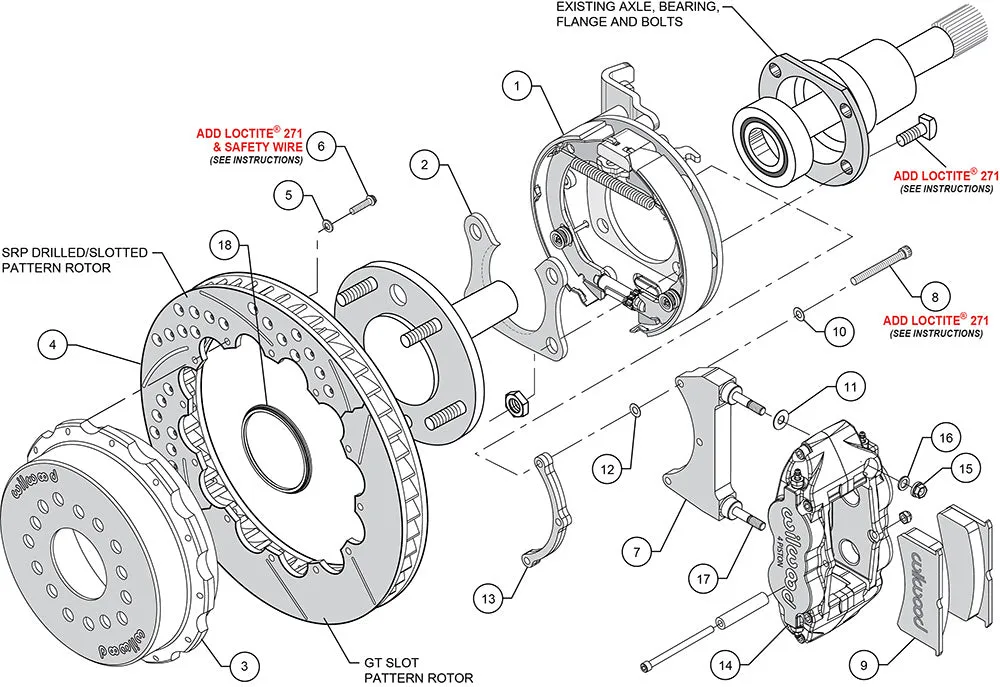 Wilwood FNSL4R Rear P-Brk Kit 12.88in Drill Polish Big Ford Old Style 2.36in Offset product image