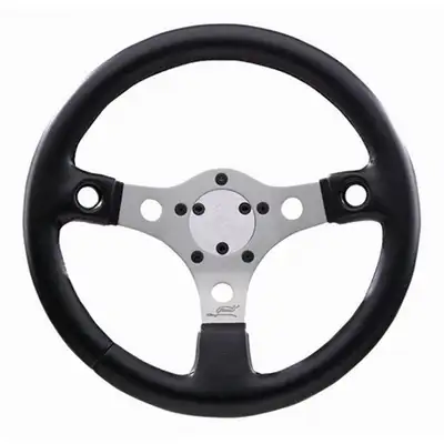 Grant Performance GT Series Steering Wheel; 13 in. Diameter; Black Vinyl Grip; Silver Anodized Aluminum 3-Spoke Design;