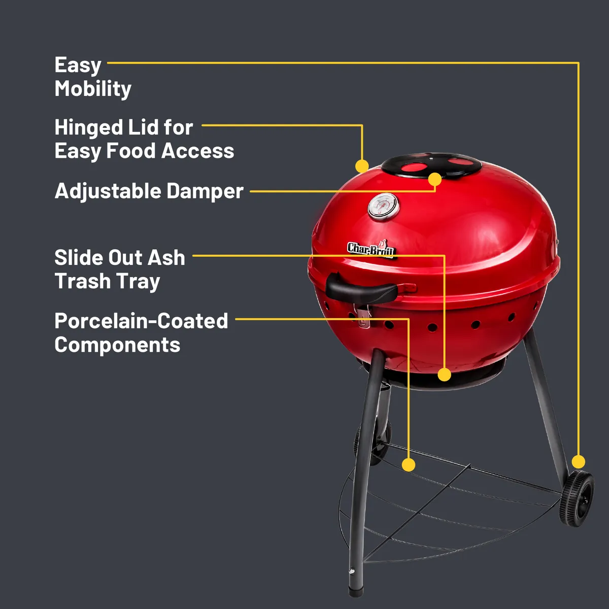 Kettleman® TRU-Infrared™ Charcoal Grill Red product image