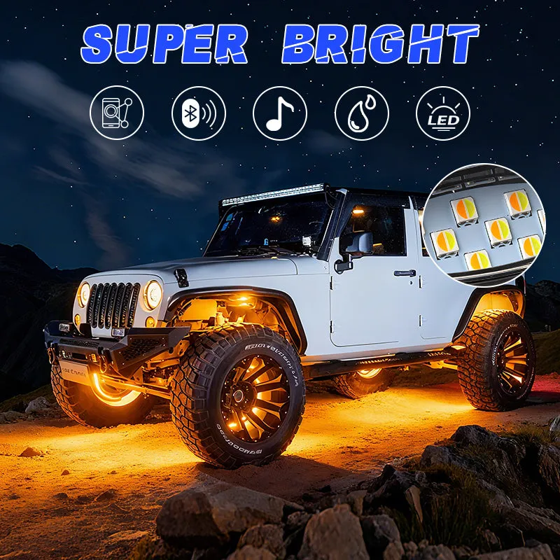 High-Bright Waterproof LED Rock Lights Kit White & Amber Switchback product image