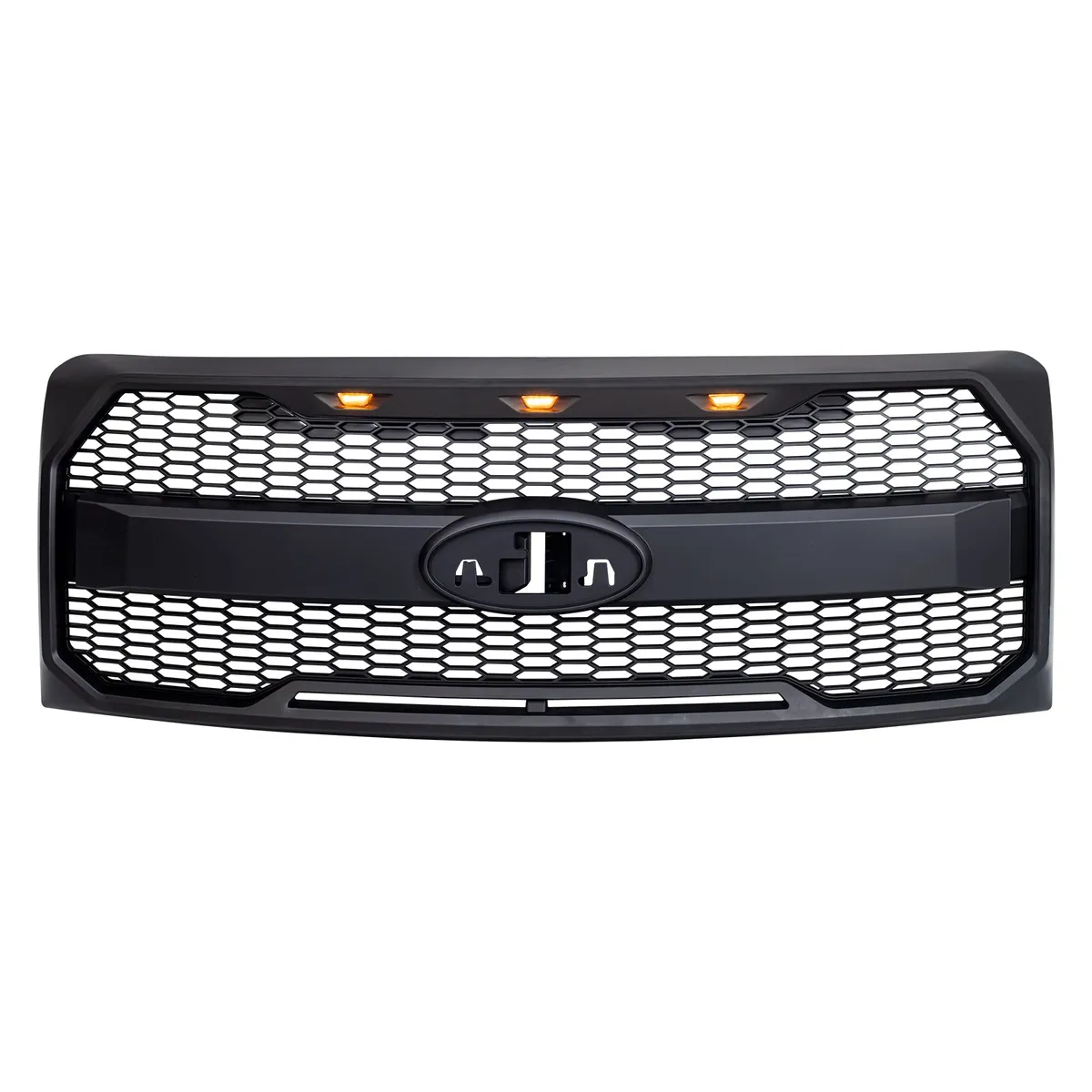 American Modified Amfmaa00159 Raptor Style Grille w/ Amber Lights& Emblem Holder, Matte Black product image