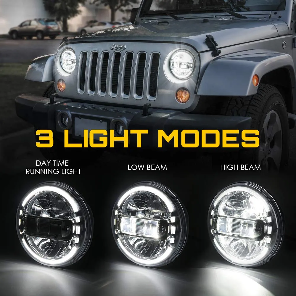 7" LED Halo Headlights For 07-18 Jeep Wrangler | Envision Series product image