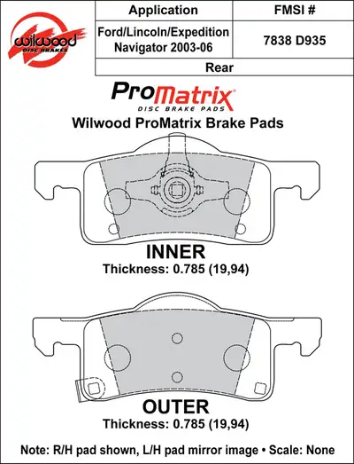 Wilwood Brakes 2003 - 2006 Ford, Lincoln Original Equipment Pads - 150-D0935K