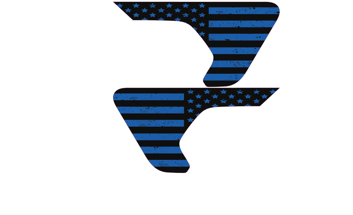 Black and Blue Distressed Flag 2pc Vinyl Fender Decal product image