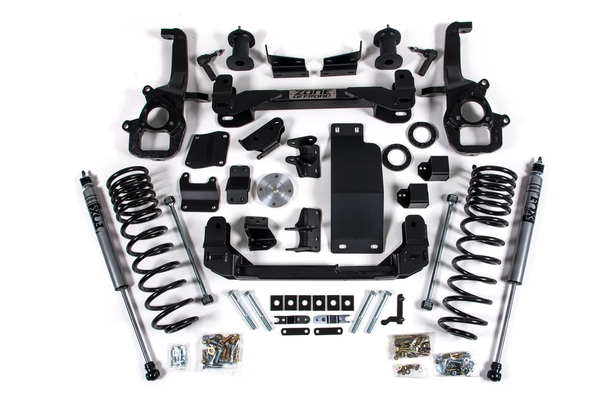 Zone Offroad 4 Inch Lift Kit for 2025 Ram 1500 4WD 4 Inch Front 3 Inch Rear Suspension Lift System Standard Bore Fox Adv Rear Shocks Zone Offroad