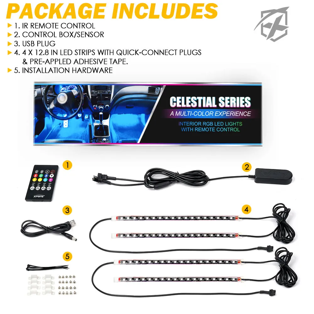 RGB LED Interior USB Car Light Set 4pc | Celestial Series product image