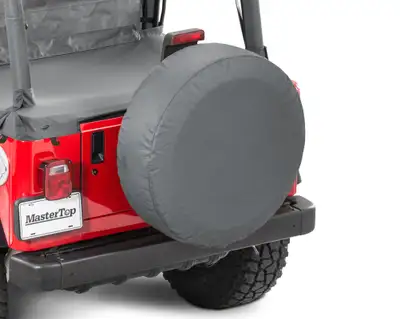 MasterTop Jeep Spare Tire Cover 33 Inch Black Denim MasterTop