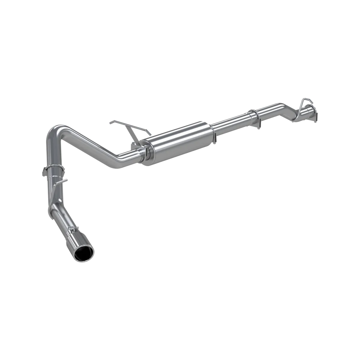 Armor Lite Cat Back Exhaust System; 3 in.; Incl. Muffler/Over Axle Pipe/Tailpipe/Hardware/4 in. OD Tip; Single Side Exit; Aluminized; Excludes Front Pipe; product image