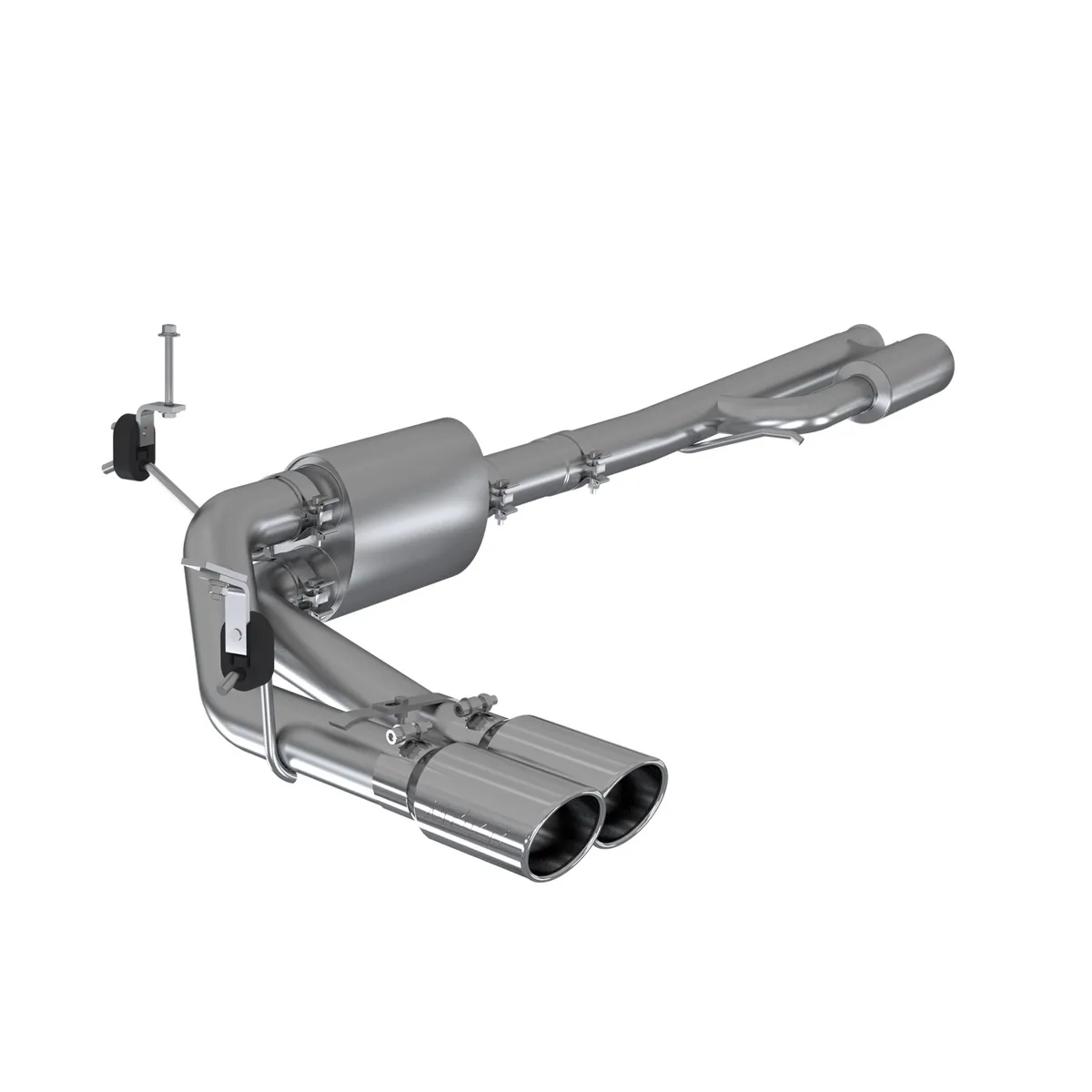 Armor Lite Cat Back Exhaust System; 3 in.; Incl. Front Pipe/Ext. Pipe/Muffler/Tailpipe/Hardware/4 in. OD Tip; Pre Axle Dual Side Exit; Aluminized; product image