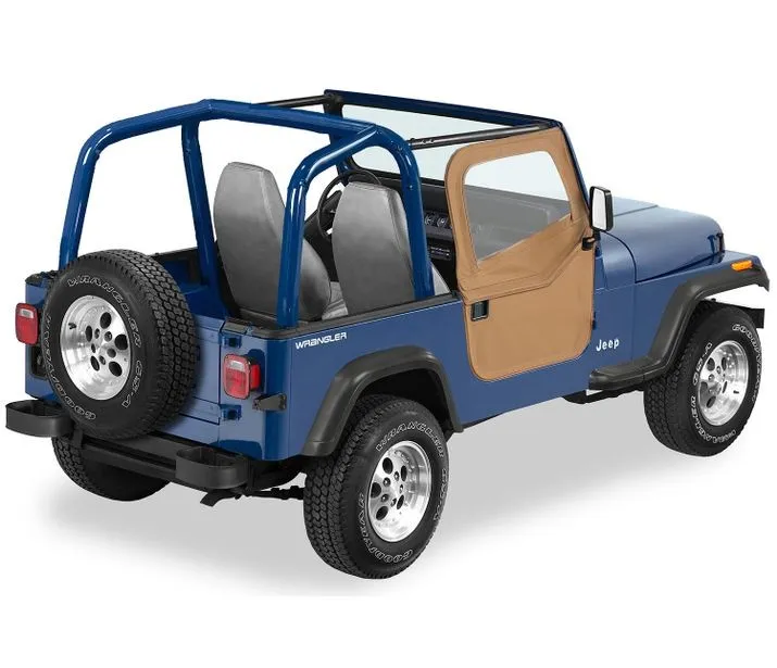 Jeep Doors Full 2-Piece Fabric Doors For Jeep 1980-1986 CJ7 Clear Vinyl Spice Fabric Pair Bestop product image