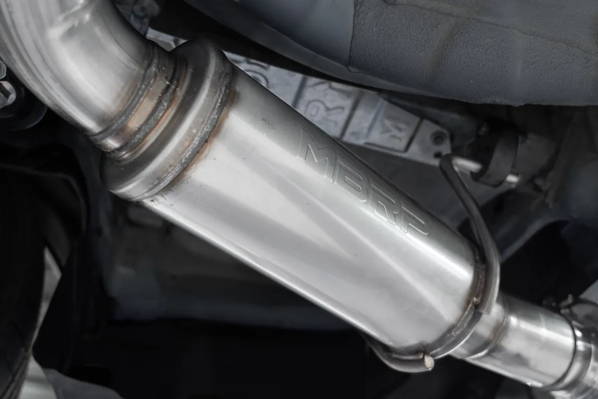 Armor Pro Cat Back Exhaust System; 3 in. Tubing; Single Rear Exit; T304 Stainless Steel; 5.0 in. Carbon Fiber Tip; product image
