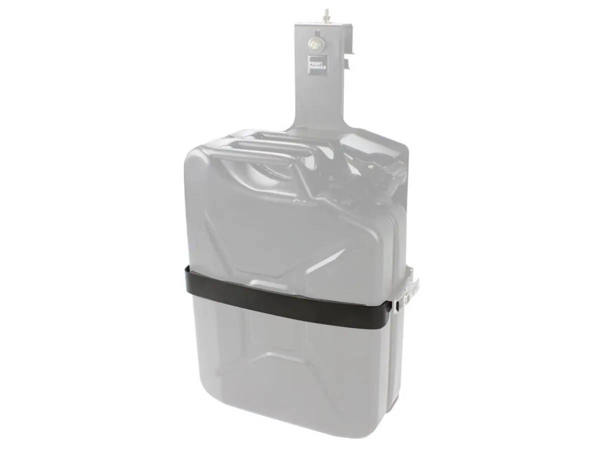 Side Mount Jerry Can Holder Spare Strap; Black Powder-Coated; High Strength Steel; 15.2 in. L x 1.5 in. W x 4.4 in. H; product image