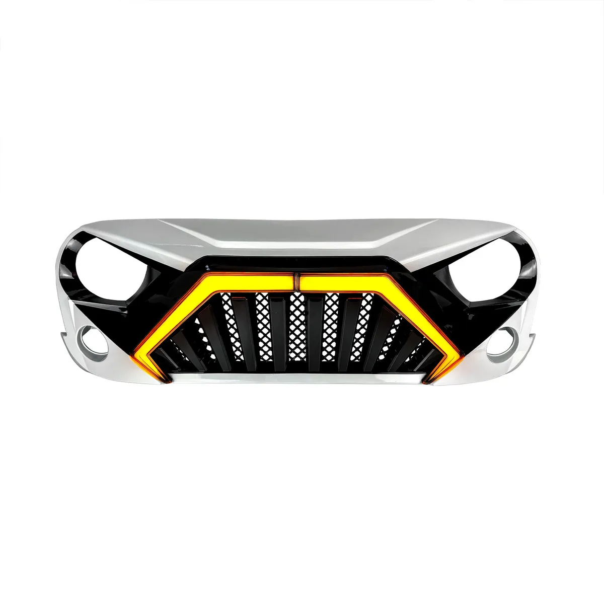 Goliath Grille W/ LED DRL and Turn Signals - White & Black For 07-18 Jeep Wrangler JK product image