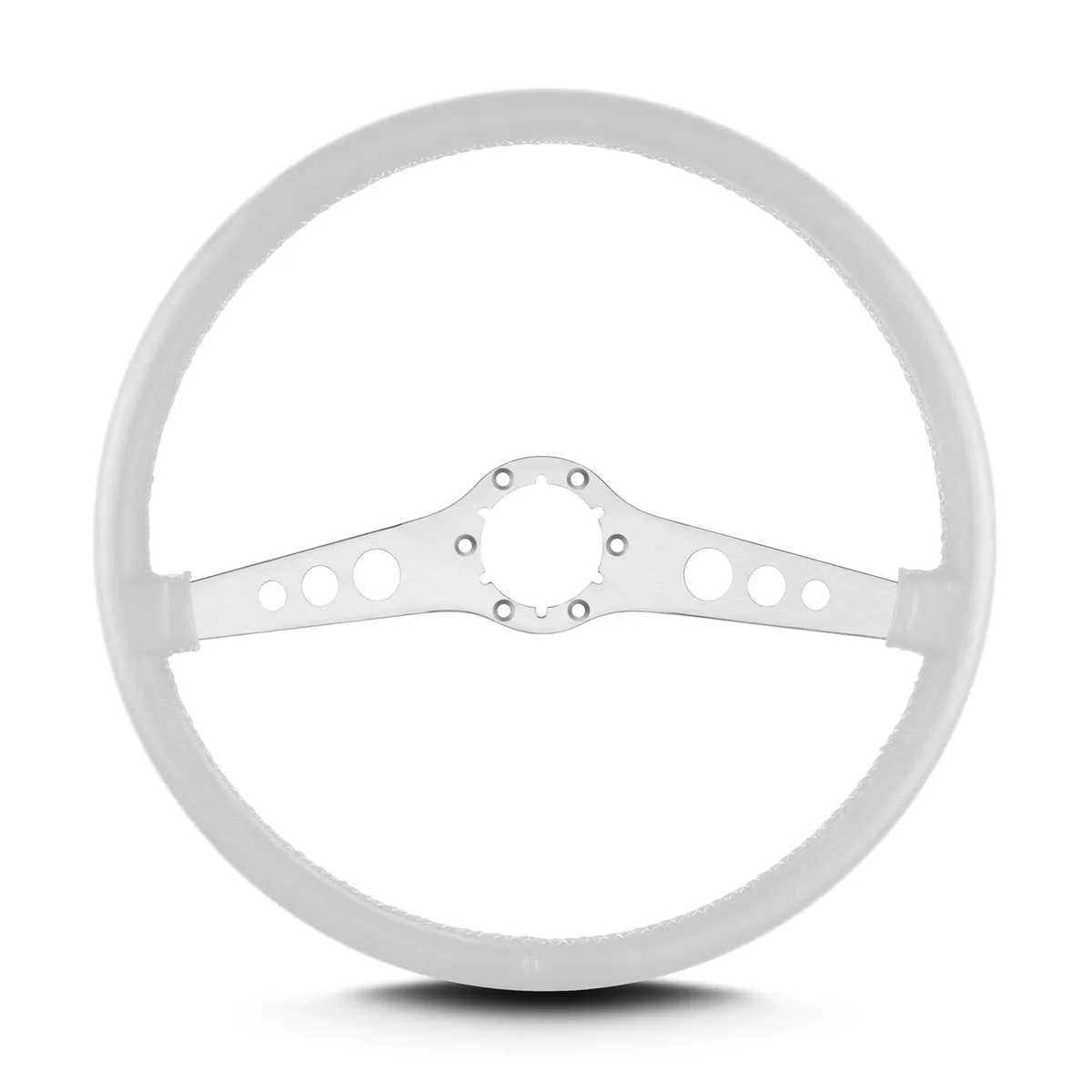 Lokar Lecarra SS Steering Wheel; White; Brushed Spokes; 15 in. Thin Grip;