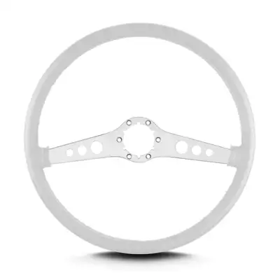 Lokar Lecarra SS Steering Wheel; White; Brushed Spokes; 15 in. Thin Grip;