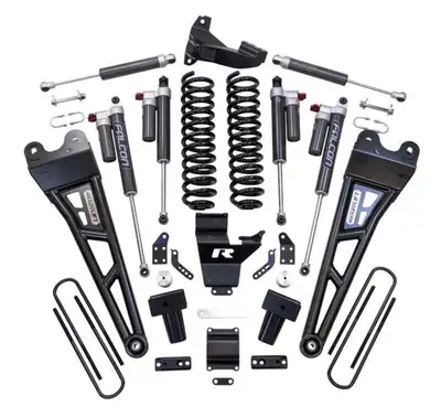 ReadyLift 4ft. Coil Spring Lift Kit with Falcon 3.3 Front/Rear Shocks; Radius Arms; Dual Steering Stabilizer; and Front Track Bar Bracket
