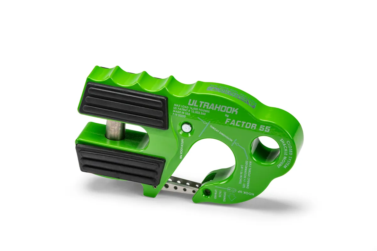 Factor 55 00250-08 Ultrahook Winch Hook With Shackle Mount -- Green product image