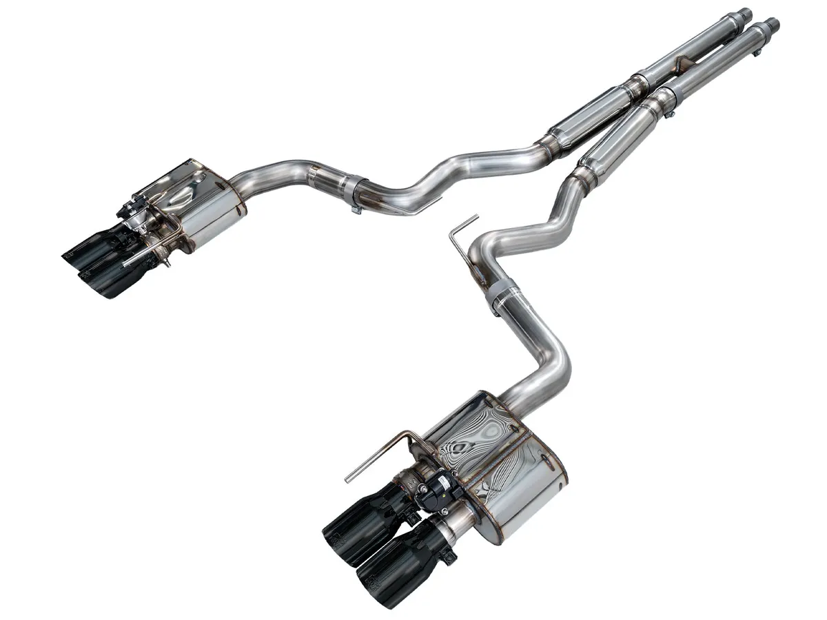 AWE Touring Edition Cat-back Exhaust for the '18-'23 S550 Mustang GT - Quad Chrome Silver Tips product image