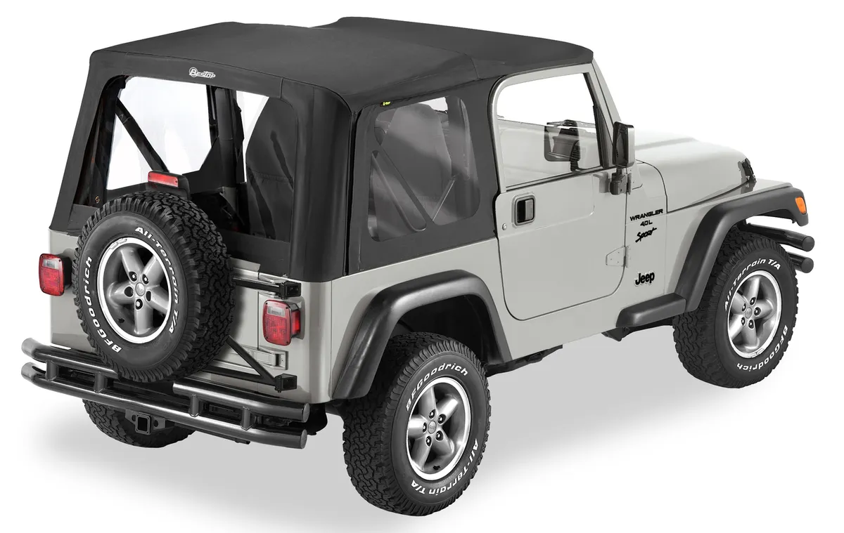 Black Denim Replace-a-Top Replace-a-Top Fabric-only Soft Top Jeep 97-02 Wrangler; No door skins included; Clear side and rear windows product image