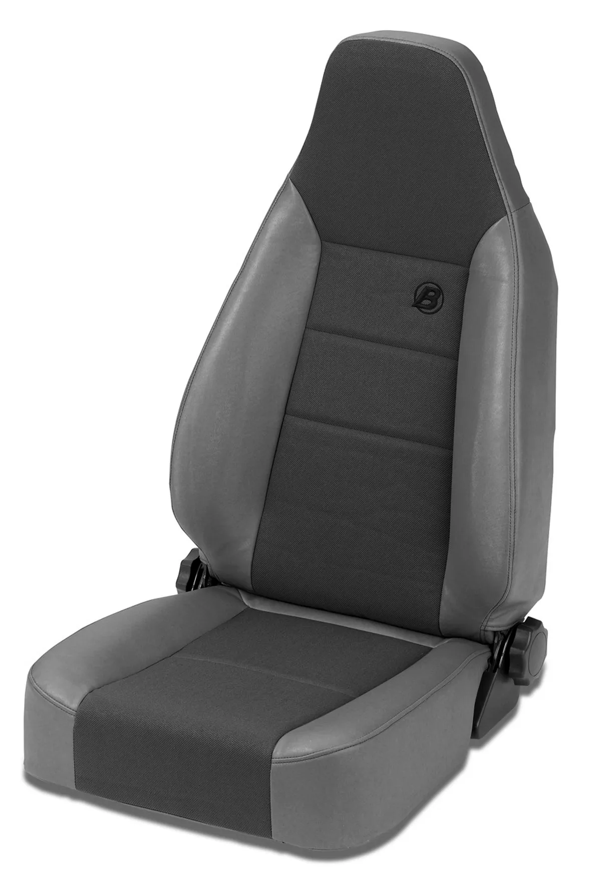 Bestop Charcoal/Gray Trailmax II Seats Trailmax II Sport Seat, Front, center fabric insert Jeep 76-06 CJ7 & Wrangler; 97-02 req. Adapter 51256; 03-06 req. Adapter 51245 Drvr/51248 Psngr