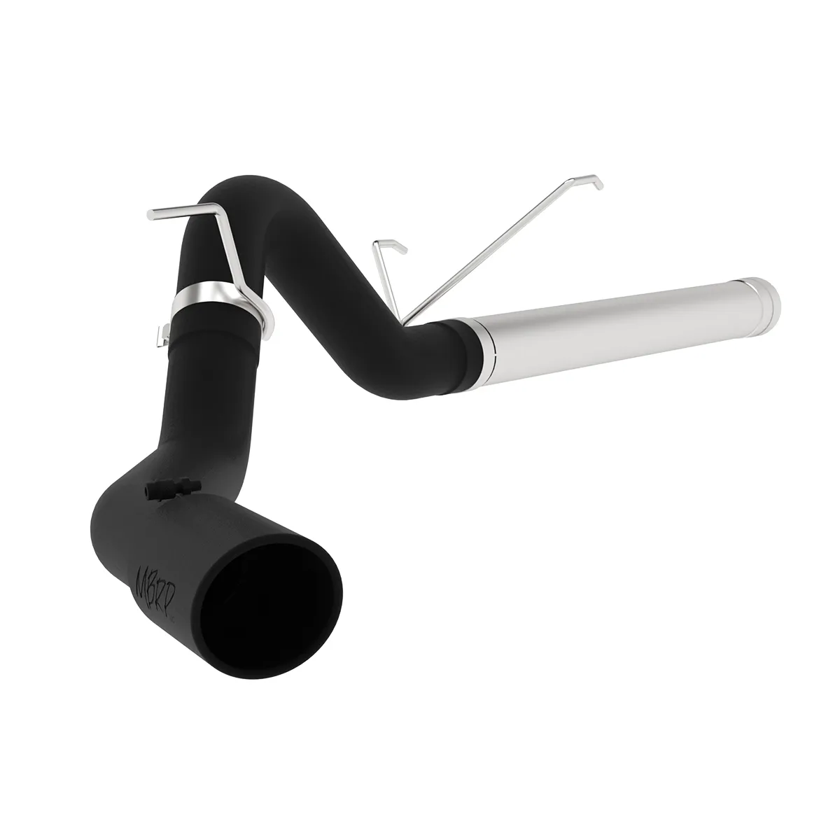 Armor BLK Filter Back Exhaust System; 4 in.; Incl. Ext. Pipe/Over Axle Tailpipe/Hardware/5 in. OD Tip; Single Side Exit; Black Coated; product image