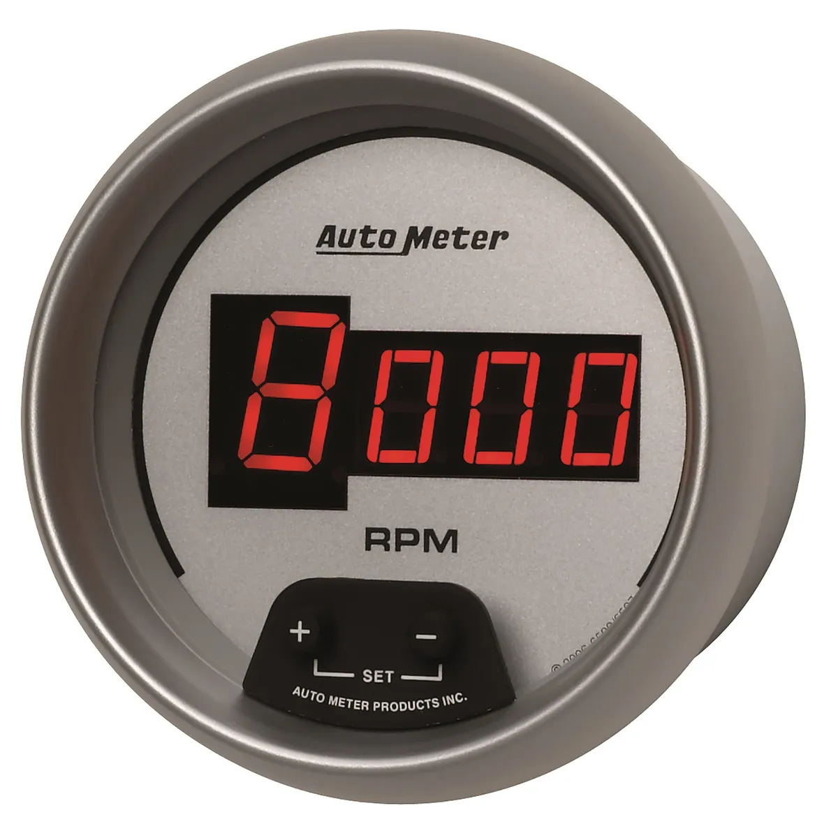 Gauge, Tach, 3 3/8", 10k RPM, In-Dash, Digital, Silver Dial w/ Red LED product image