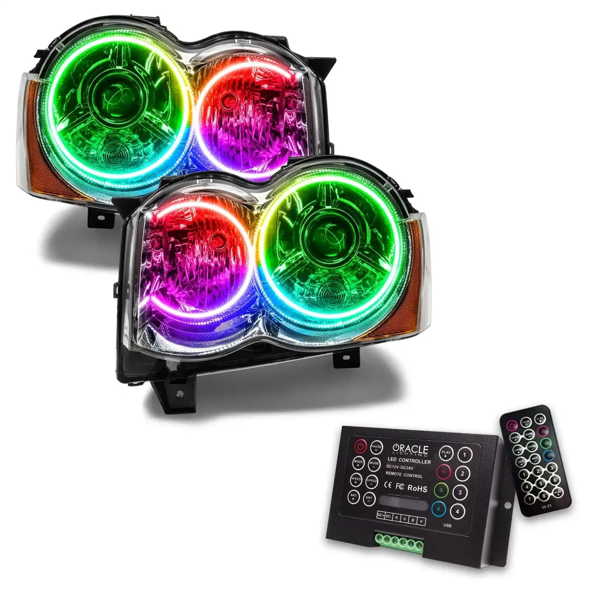 Oracle Lighting 2008-2010 Jeep Grand Cherokee Pre-Assembled LED Halo Headlights - HID product image