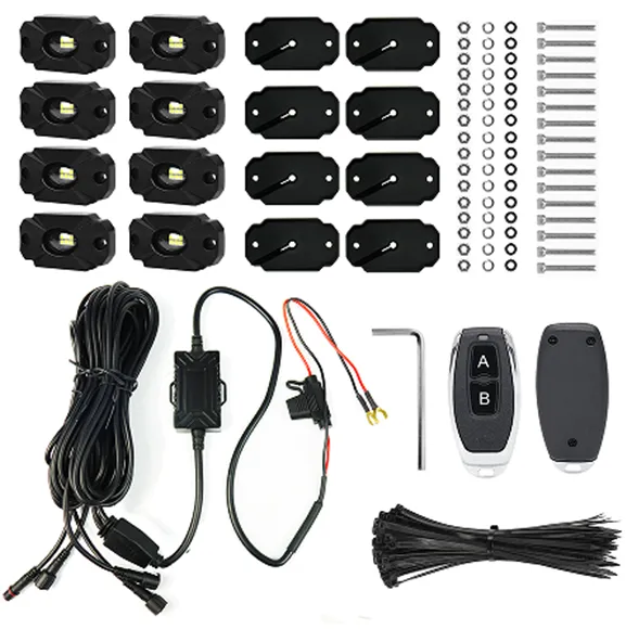 NEW - 8pc Ultra Bright White 10000 Lumen LED Rock Light Crawler Kit with Seven Fade and Strobe Patterns Race Sport Lighting product image