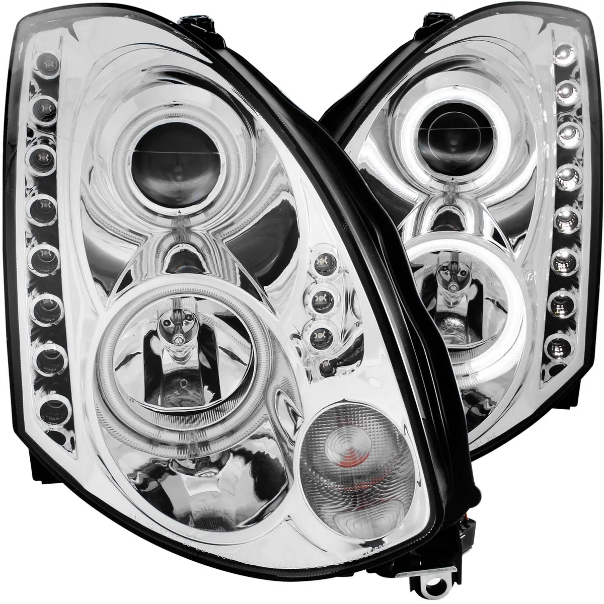 ANZO USA 2003-2005 Infiniti G36 Projector Halo Chrome Clear W/Ccfl (Hid Compatible) Lighting 2 Door Set