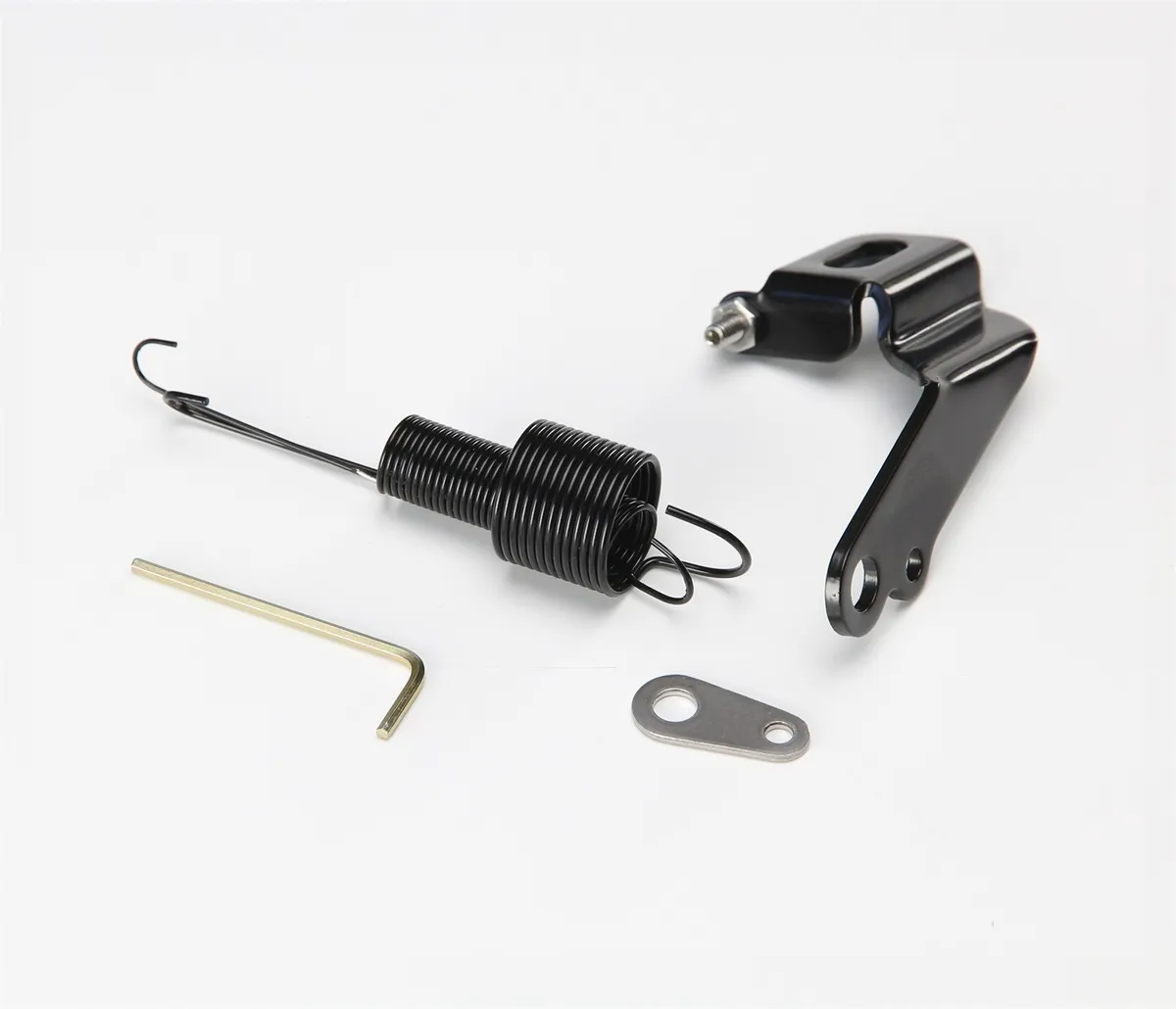 Kickdown Bracket; Fits Holley/Edelbrock/AFB/Quadrajet/;Incl. Return Springs/Tension Set Screw; Stainless Steel; Black Finish; product image