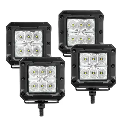 Go Rhino Go Rhino 751803043FCS Bright Series - 3x3 Cube LED Flood Lights, Set of Four