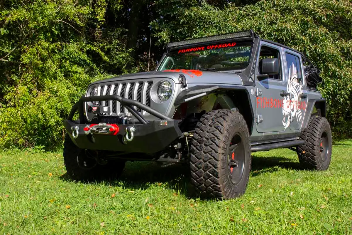 Fishbone Offroad Mid-Width Front Winch Bumper for 2018 & Up Jeep Wrangler/Gladiator FB22088 product image