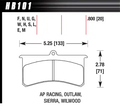 Hawk Performance DTC-70 Disc Brake Pad; 0.800 Thickness; Fits Wilwood SL; AP Racing; Outlaw;