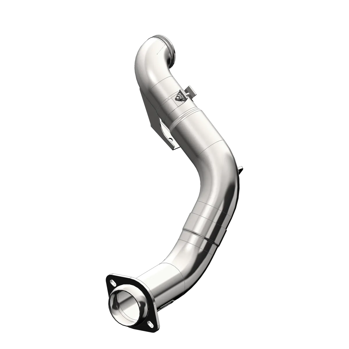 Armor Plus Smokers™ Turbo Down Pipe Stack Exhaust System; 4 in. Diameter; 36 in. Tall; Incl. 2 PN[1610] Stacks; Angle Cut; T304 Stainless Steel; Polished; product image
