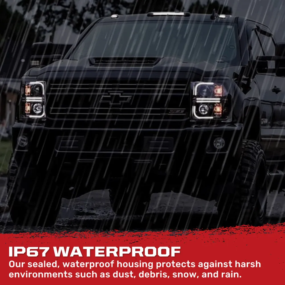 Chevrolet Silverado 25003500 Heavy Duty 14-19 3rd Gen Projector Headlights w Ultra High Power Smooth Oled Halos And product image