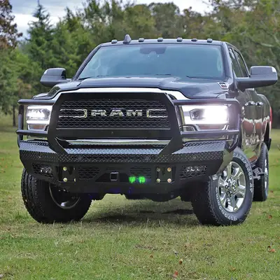 Bodyguard Bumpers FT Front Bumper Extreme For 2019-2026 Ram 2500/3500 HD Sensor Cutouts Fog Cutouts Receiver With Mesh Grill With Camera Harness Gloss Black Powdercoat Bodyguard Bumpers