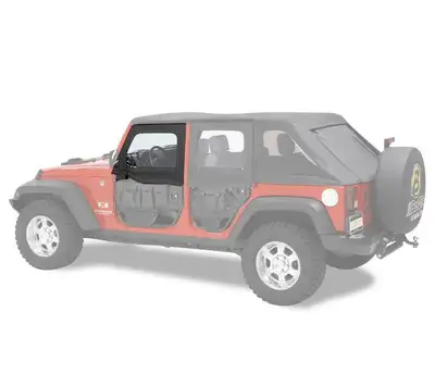 Bestop Jeep Half Doors HighRock 4x4 Element Upper Fabric Half Doors For Jeep 2007-2018 Wrangler JK Front Black Premium Twill Pair Bestop