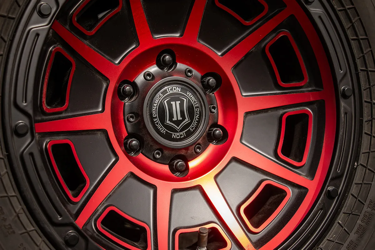 ICON Alloys Victory, Satin Black w/Red, 17 x 8.5 / 6 x 5.5, 0mm Offset, 4.75" BS product image