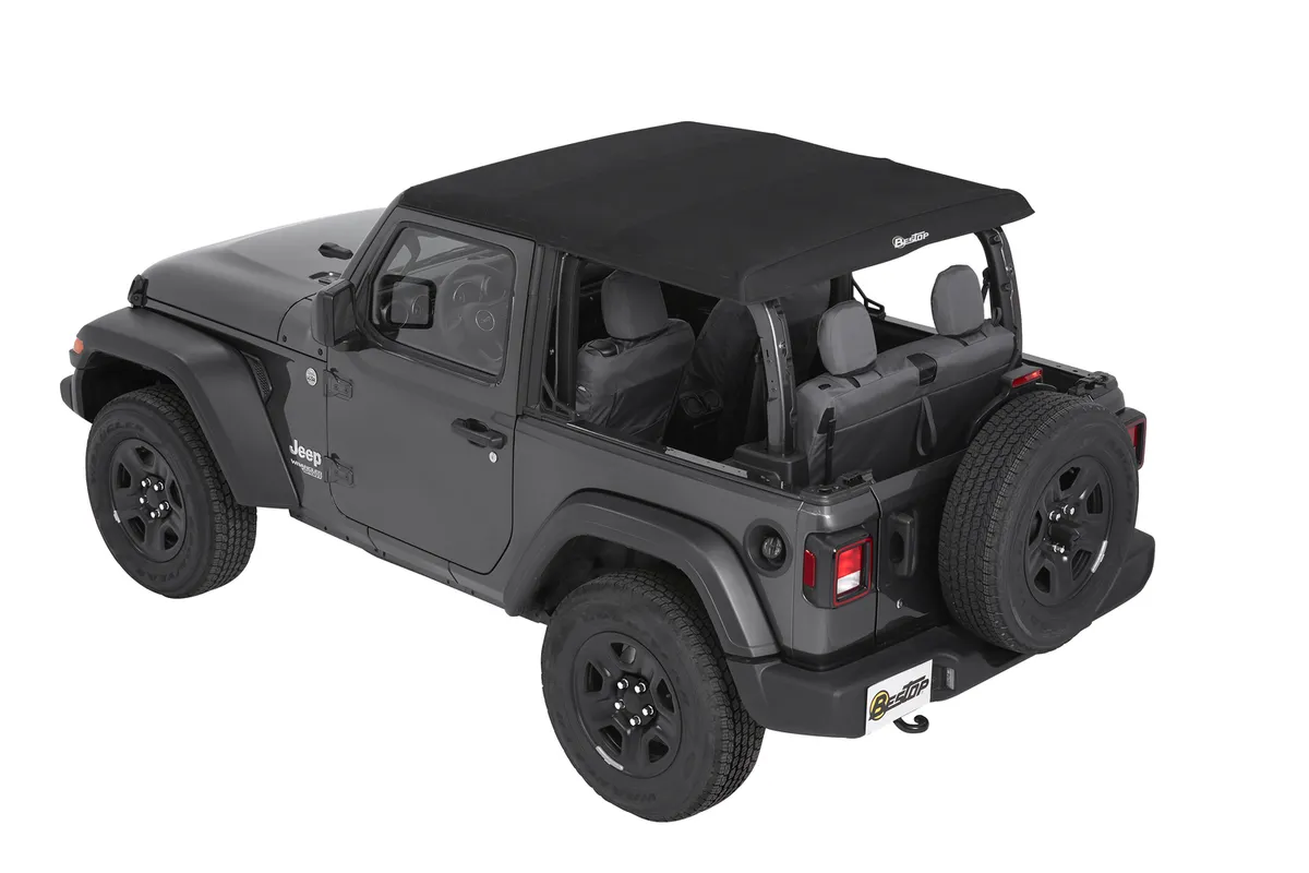 Trektop Slantback Soft Top For Jeep 2018-Current Wrangler JL 2 Door Black Premium Twill Bestop product image