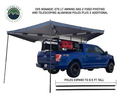 Overland Vehicle Systems Overland Vehicle Systems Nomadic 270 LT Awning - Passenger Side - Dark Gray w/ Black Cover