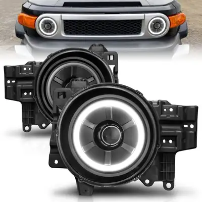 ANZO USA Projector Headlight Set w/Halo; Clear Lens; Black Housing; RX Halo; w/LED Parking/Projector/Halo; Pair;