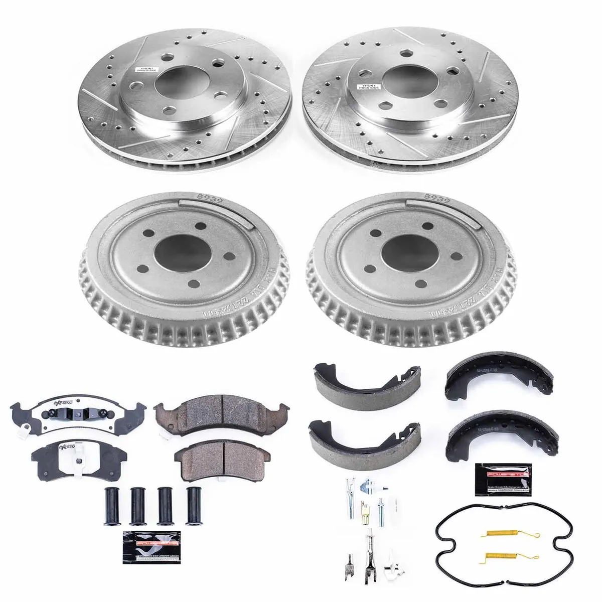 Z26 Street Warrior Upgrade Kit: Drilled/Slotted Rotors; Carbon-Fiber Ceramic Pads W/Hardware; Coated Drums; Shoes W/Hold Down And Adjuster Kit product image