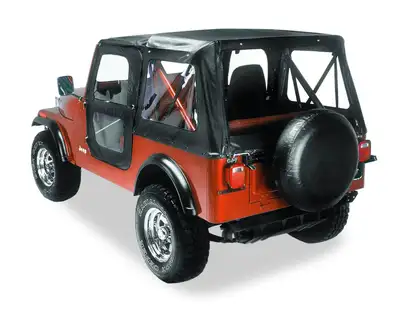Bestop Black Crush Replace-a-Top Replace-a-Top Fabric-only Soft Top Jeep 76-83 CJ5; Includes door skins; Clear side and rear windows