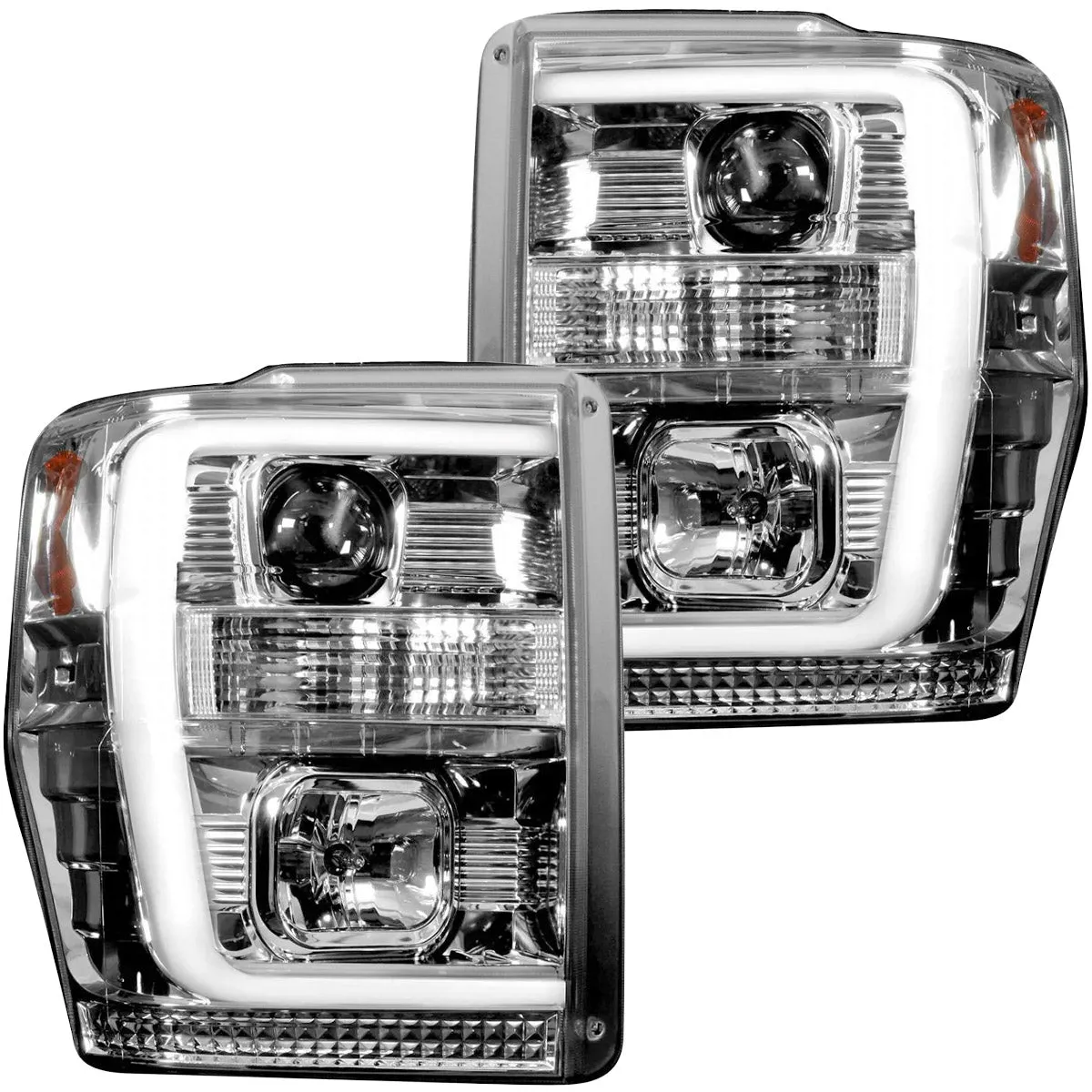 Ford Superduty 08-10 F250f350f450f550 Projector Headlights w Ultra High Power Smooth Oled Halos And DRL - Smoked b product image