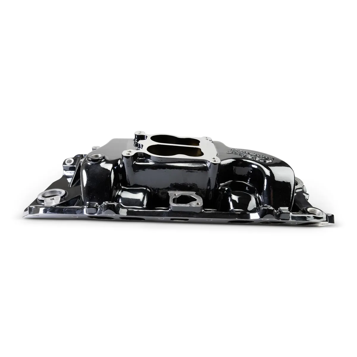 Edelbrock 2161-BP Performer 2-O Manifold for 1965-90 B/B Chevy Oval Port Heads, Black Plasma product image