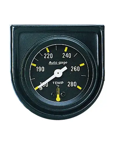 AutoMeter Gauge Console, Water Temp, 1.5", 280?F, Mech, Blk Dial, Blk Bezel, AutoGage