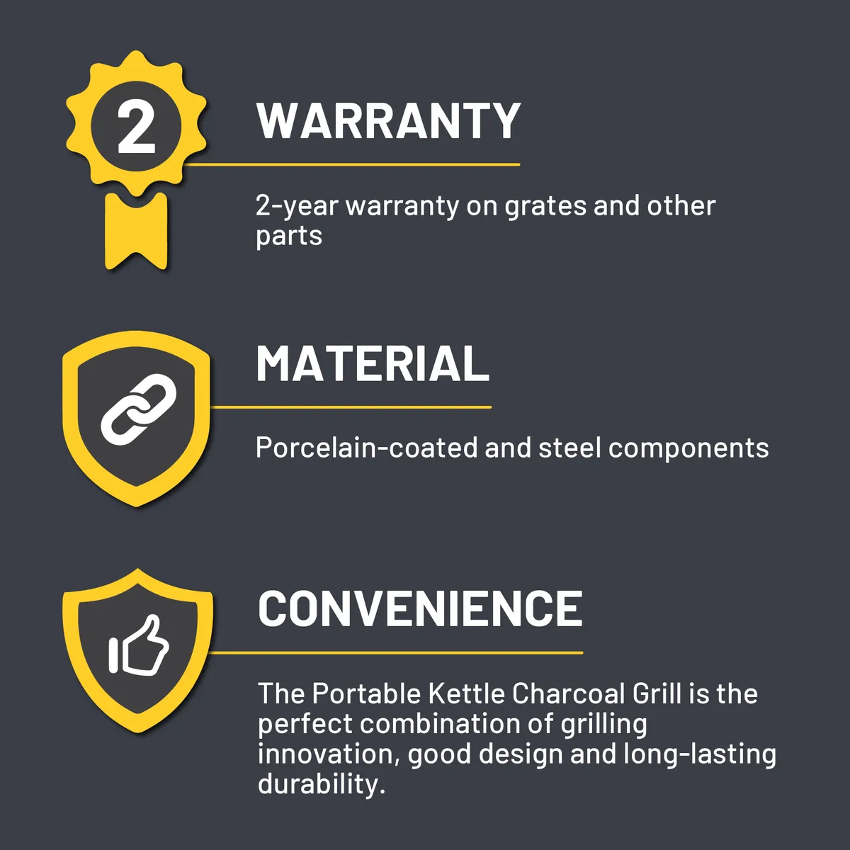 Kettleman® TRU-Infrared™ Charcoal Grill Black product image