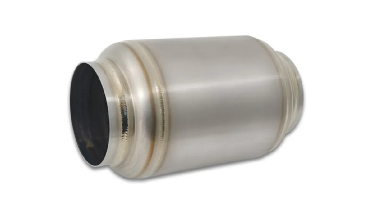 Race Muffler; 3 in. Inlet/Outlet ID; 4.25 in. Muffler Body OD; 7 in. Overall L; 1.26 LBS W; CP1 Titanium; product image