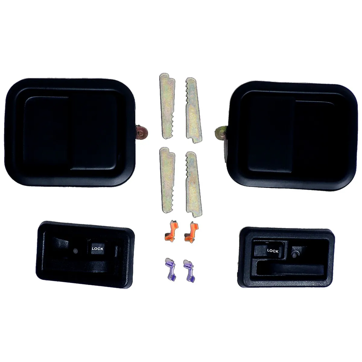 Door Handle Kit; Incl. Handles/4 Keepers/Lock Rod Clips; w/Full Steel Doors; Black; product image